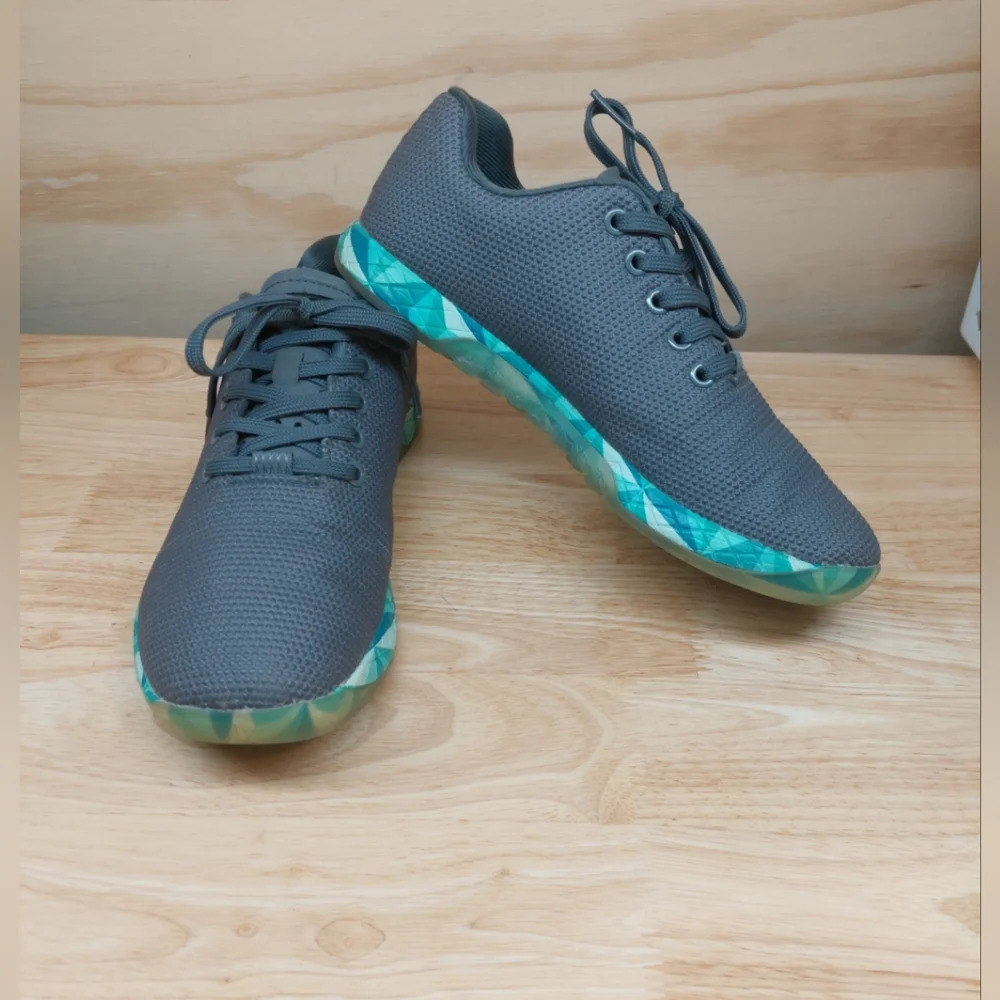 NOBULL Trainers Gray Teal Blue green Weightlifting Cross Fit sneakers shoes 8.5